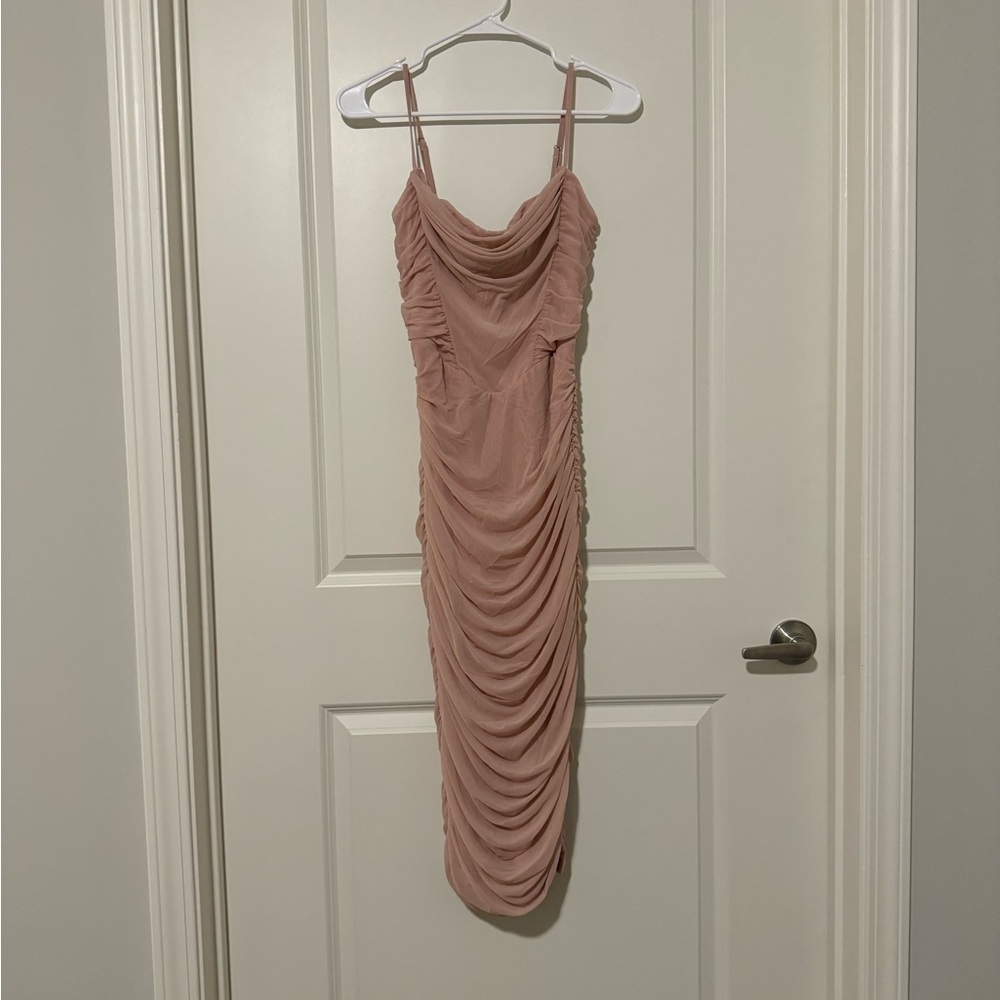 ruched midi dress